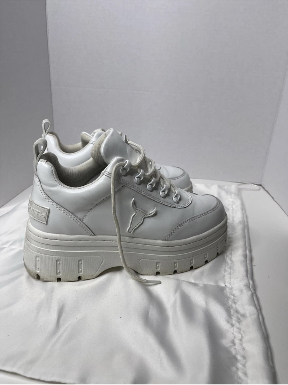 Windsor Smith Swerve Platform Sneakers Women’s 8 White Chunky Lace Up Shoes